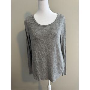 Old Navy Gray Long Sleeve Plush Ribbed Shirt Size Medium